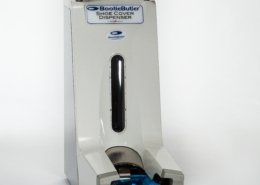 BootieButler dispensers and removers for healthcare organizations allow for hands-free dispensing and removing of shoe covers.